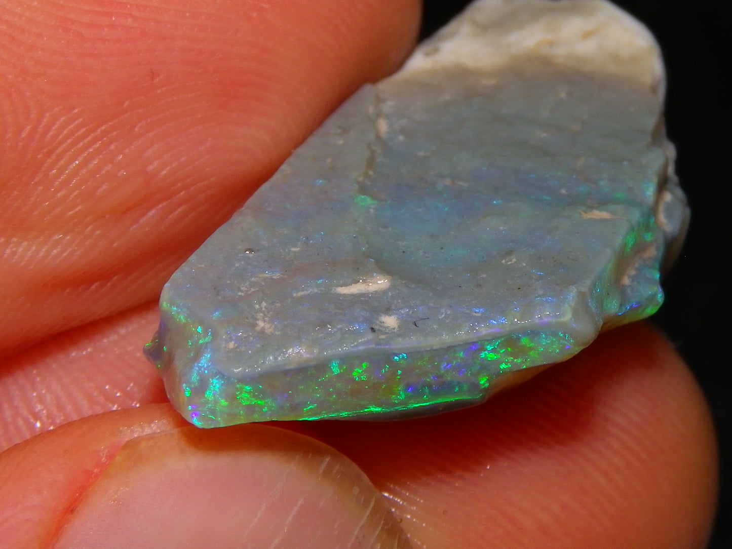 2 Nice Bright Rough seam/Crystal Opals 27.4cts Lightning Ridge Australia Blue/Greens