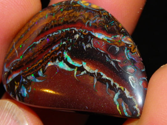 Nice Cut/Polished Koroit Opal Cab/Freeform 59.4cts Patterns/Fires Queensland Au
