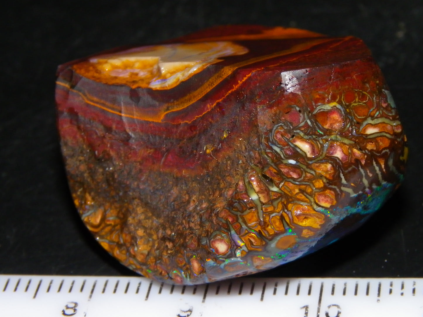 Nice Quality Gem Koroit Opal Rub/Rough 131.45cts Queensland Australia Fires/Patterns