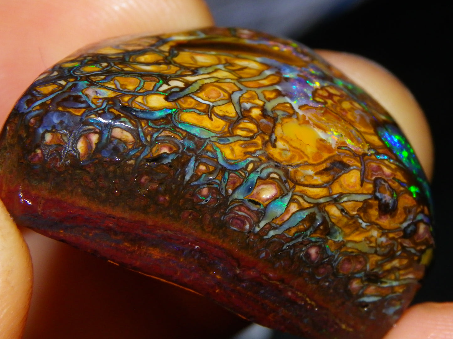 Nice Quality Gem Koroit Opal Rub/Rough 131.45cts Queensland Australia Fires/Patterns