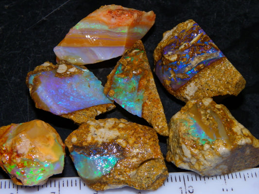 Nice Rough Pipe/Crystal Opal Parcel 163.5cts Blue/Green/Purple Fires Australia