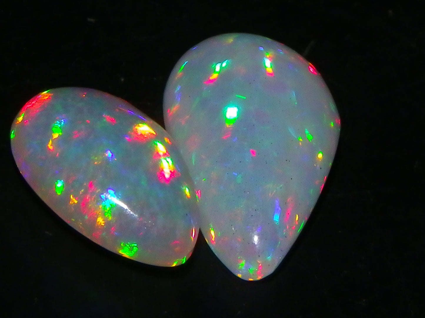 2 Nice Quality Cut/Polished Welo Crystal Opal Cabs/Polished Multicolours Bright