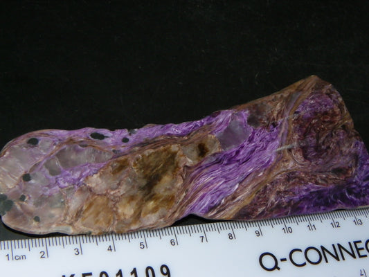 Nice Large Rough Charoite Slice 413.5cts Polished/Coated Purples/Host Rock :)