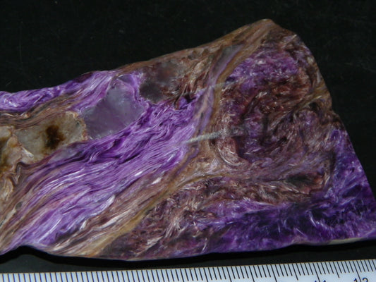 Nice Large Rough Charoite Slice 413.5cts Polished/Coated Purples/Host Rock :)