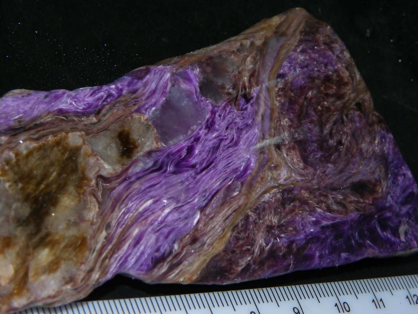 Nice Large Rough Charoite Slice 413.5cts Polished/Coated Purples/Host Rock :)