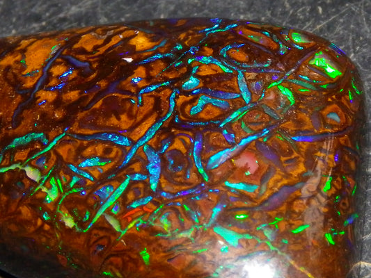 Superb Gem Koroit Opal Freeform Cab 50.69cts Bright Green/Blue Fires/veins Investment