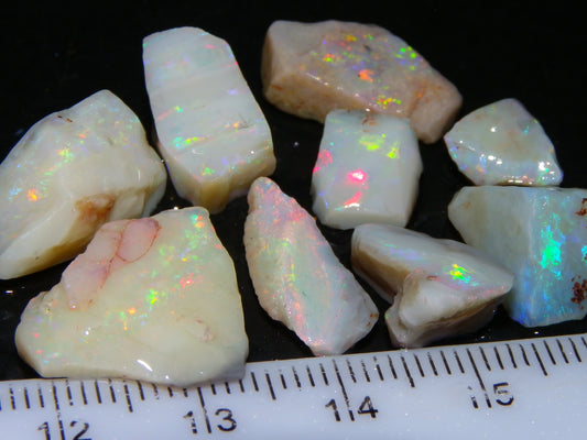 Nice Coober Pedy Seam/Crystal Opal Rough Parcel 39.5cts Multicolours Fires Au