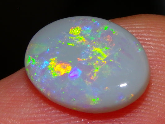 Gem Lightning Ridge Opal Cab 2.95cts Multicolour Fires Light Grey Base Australia