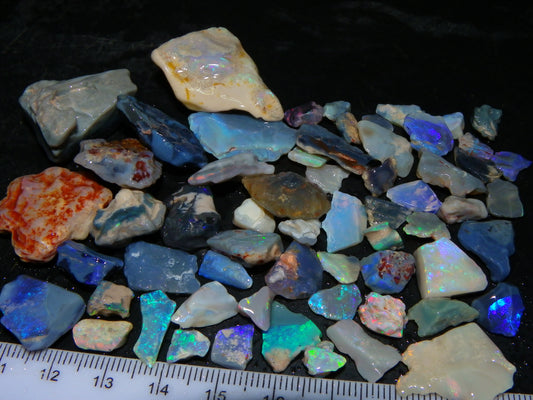 Nice Rough/Rubbed Lightning Ridge Opal Parcel 275cts Blue/Green/Pink Fires Australia (P5)