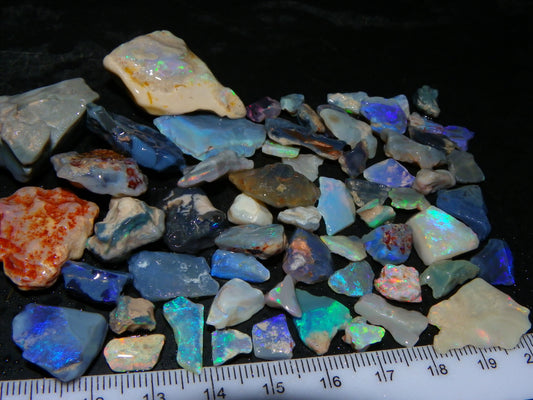 Nice Rough/Rubbed Lightning Ridge Opal Parcel 275cts Blue/Green/Pink Fires Australia (P5)