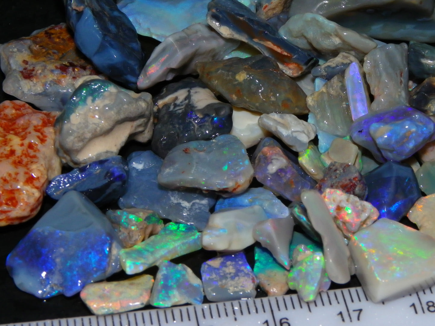 Nice Rough/Rubbed Lightning Ridge Opal Parcel 275cts Blue/Green/Pink Fires Australia (P5)