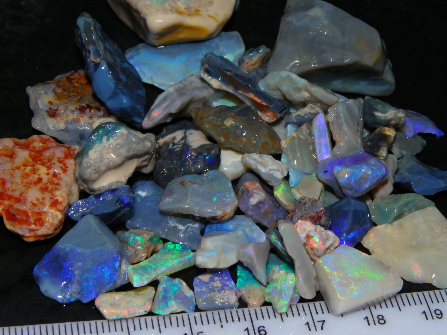 Nice Rough/Rubbed Lightning Ridge Opal Parcel 275cts Blue/Green/Pink Fires Australia (P5)