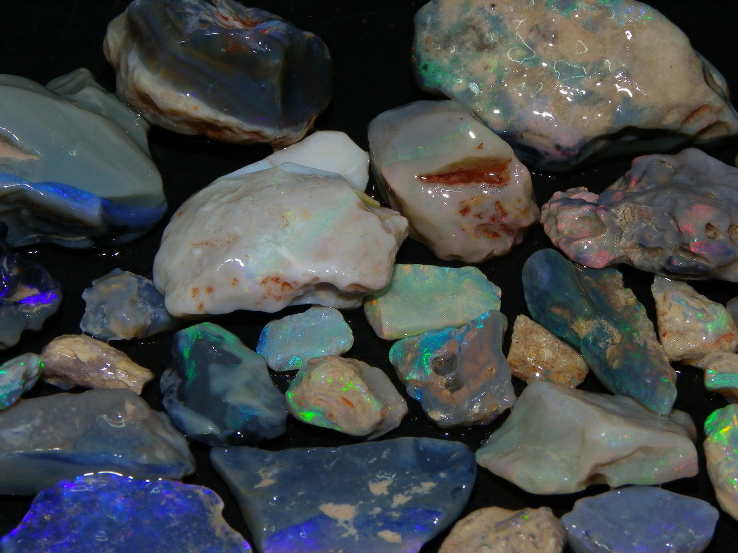 Nice Mixed Base Lightning Ridge Opal Parcel 344cts Rough Fossil/Seam/Nobby Australia (P7)
