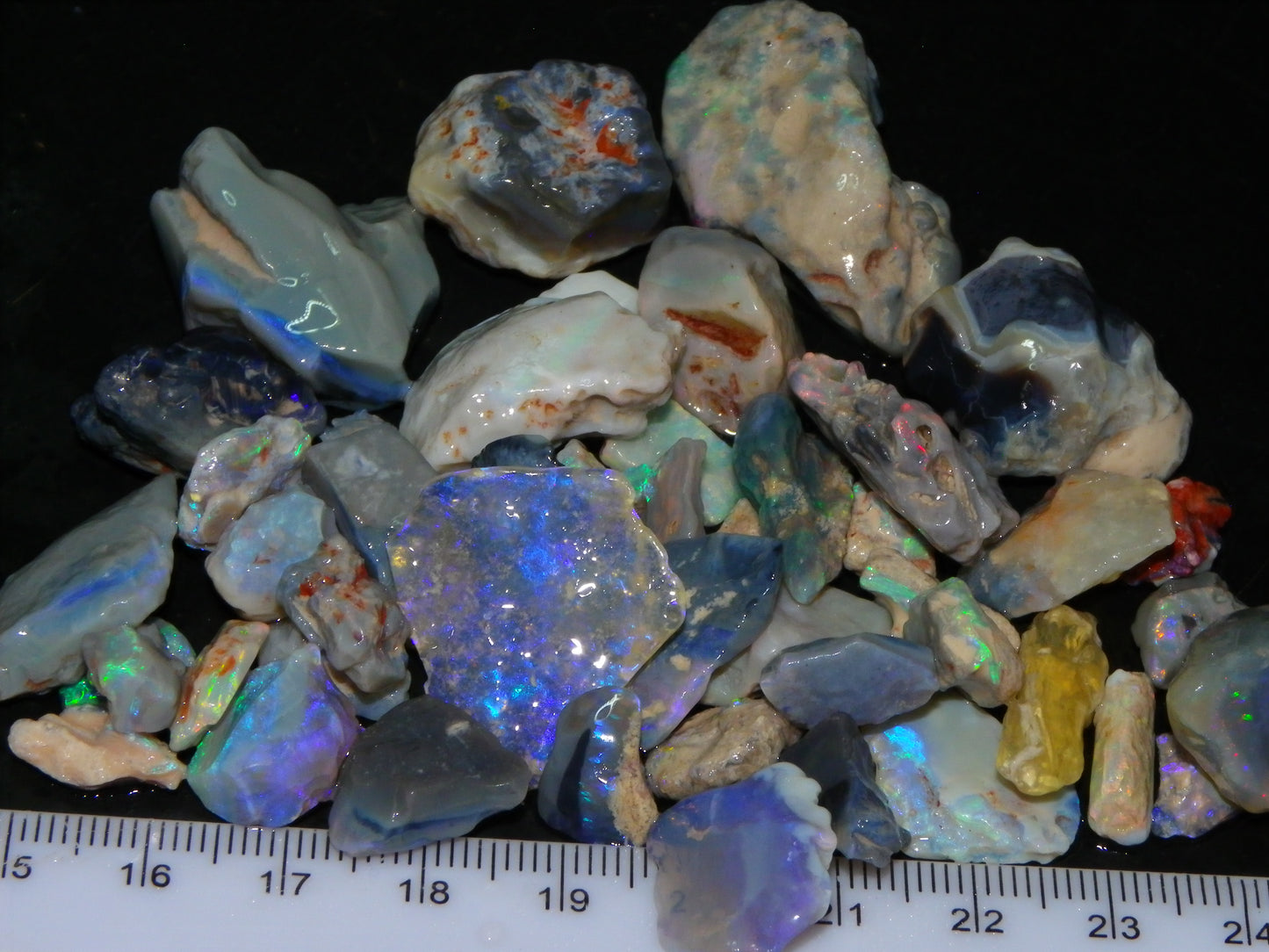 Nice Mixed Base Lightning Ridge Opal Parcel 344cts Rough Fossil/Seam/Nobby Australia (P7)