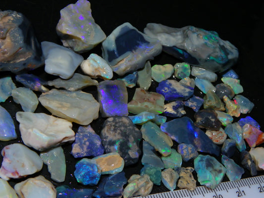 Nice Rough/Rubbed Lightning Ridge Opal Parcel 316cts Mixed Fires/Base Australia (P9)