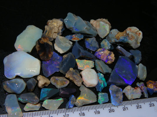Nice Rough/Rubbed Lightning Ridge Opal Parcel 230cts Fires/Bars/Part Bars Potch/Sand Australia (P10)