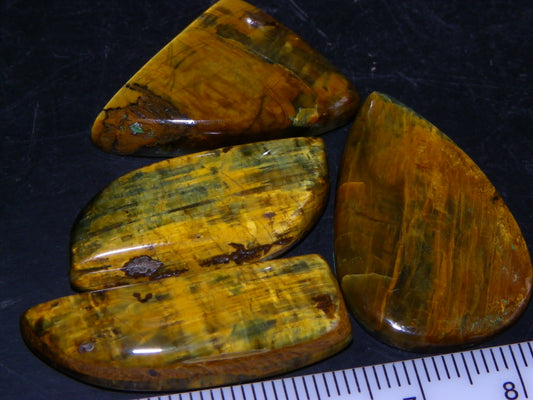 4 Nice Quality Cut/Polished Pietersite Cabs 80.2cts Namibia Gold Colourplays :)