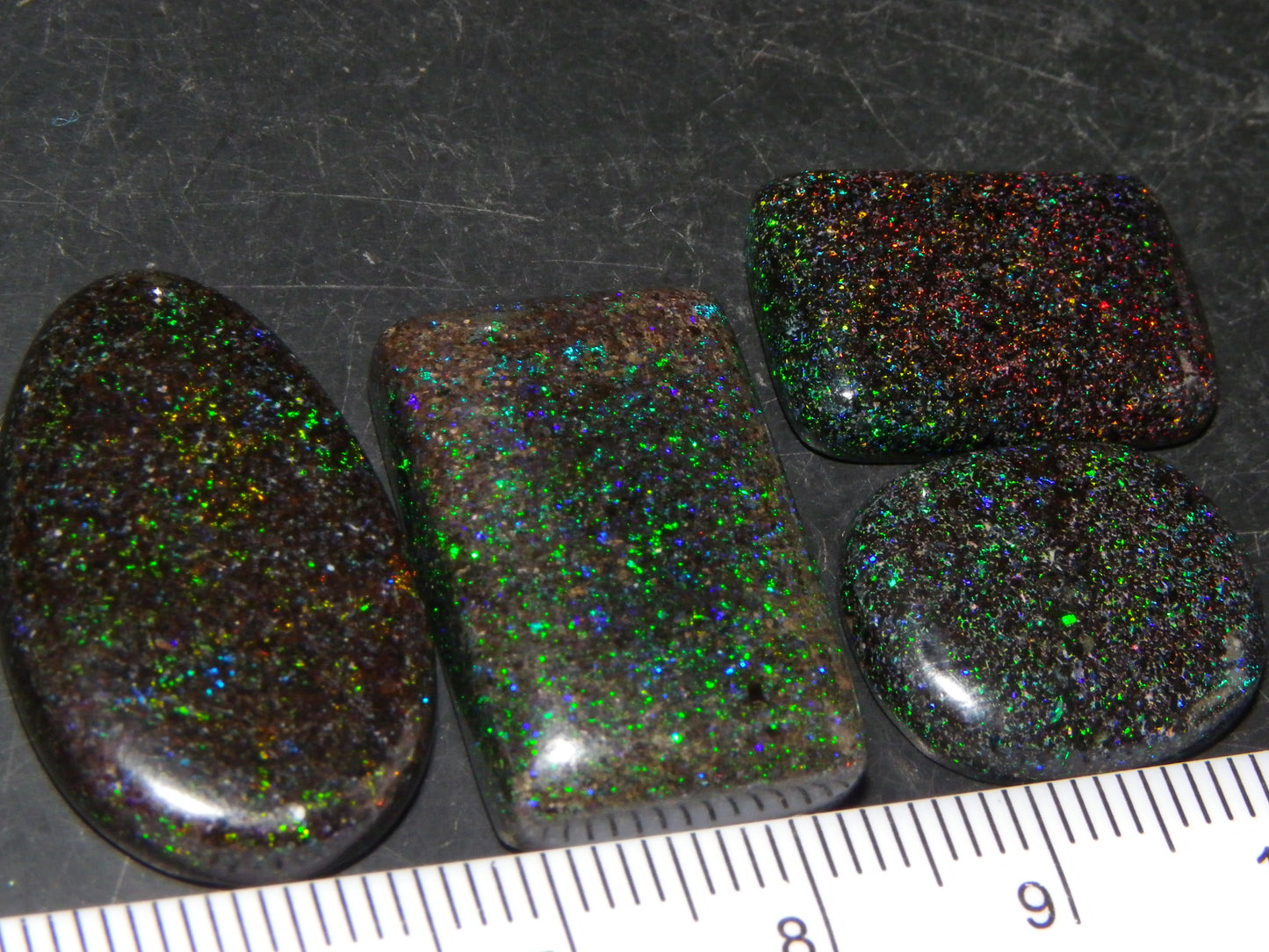 4 Nice Andamooka Matrix Opal Cabs 42.2cts Oval/Square Multicolours Australia