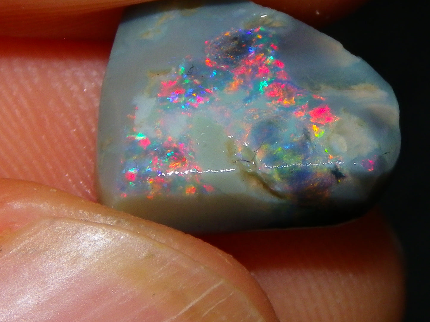 Nice Lightning Ridge Opal Rubs/Rough Parcel 12.9cts Black/Dark Base Reds/Patterns